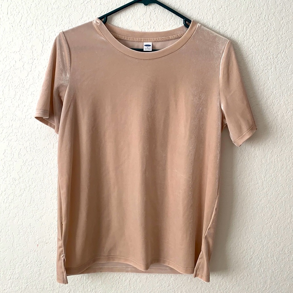 Beige velvet shirt - S